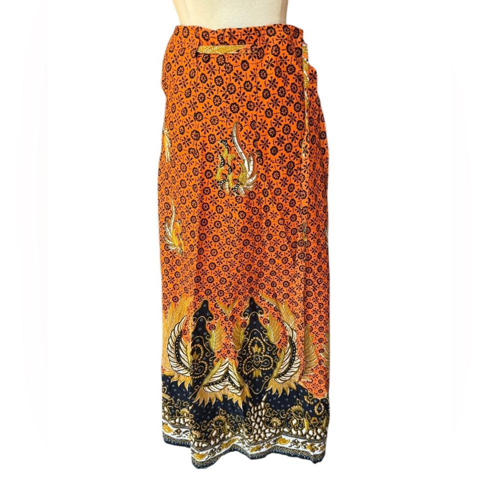 1960s/70s 100% Cotton, Made in Thailand, Front Hip Pockets Maxi Wrap Skirt‎